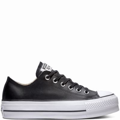 Converse Chuck Taylor All Star Platform Clean Leather Low-Top - Miesten Tennarit - Mustat/Valkoinen